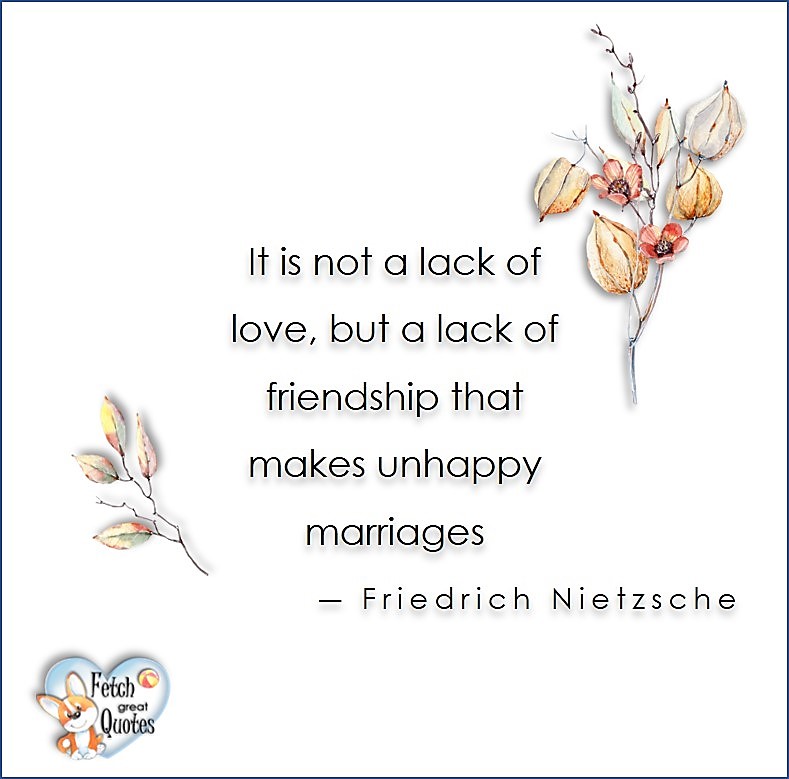 Love quotes, beautiful love quotes, love photos, love pics, Inspirational quotes, inspirational photos, inspirational pics, love is in the air, love is the way, daily dose of love, friendship, friendship quotes, quotes about friendship, It's not lack of love, but a lack of friendship that makes unhappy marriages. - Friedrich Nietzche